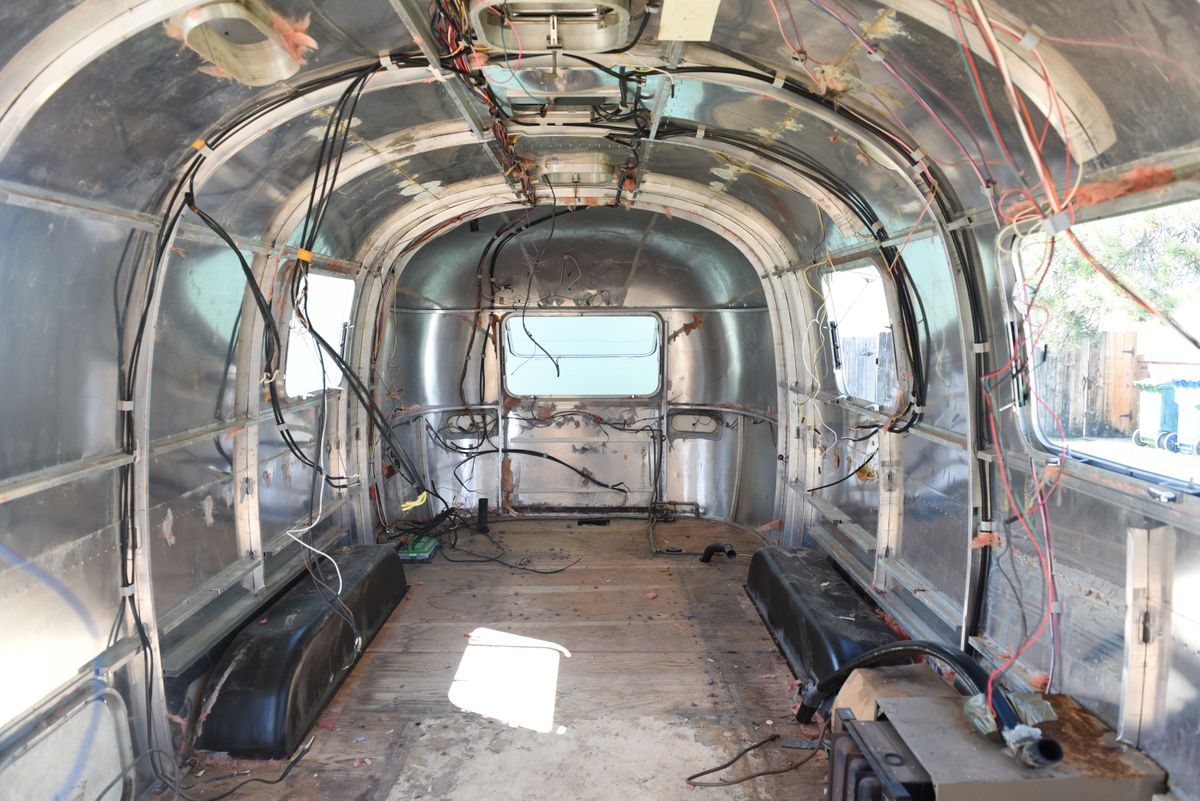 empty airstream shell during restoration