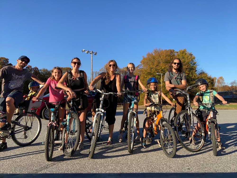 Family bike ride in Greenville